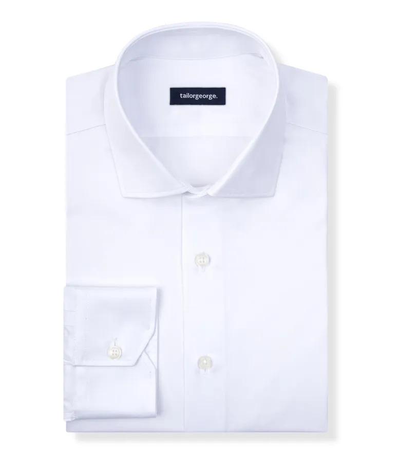Easy-iron plain white poplin shirt