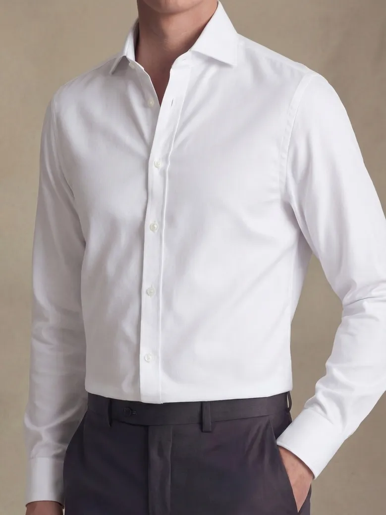 Easy-iron plain white poplin shirt