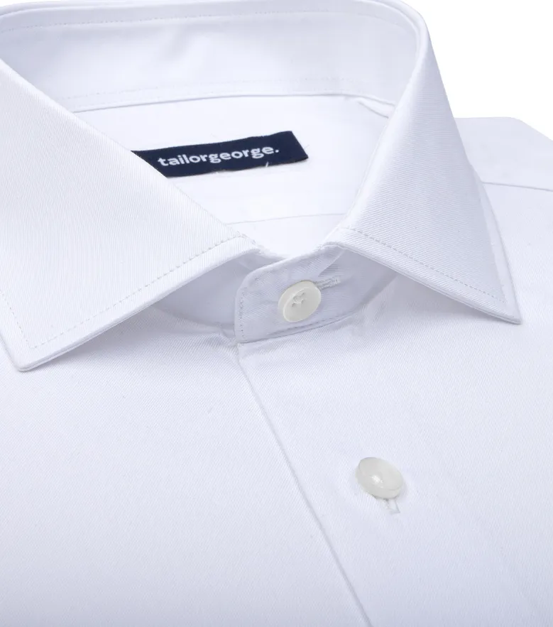 Easy-iron plain white poplin shirt