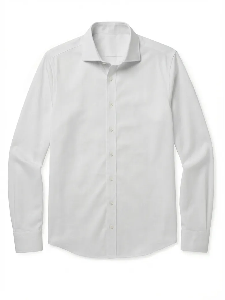 Easy-iron plain white poplin shirt