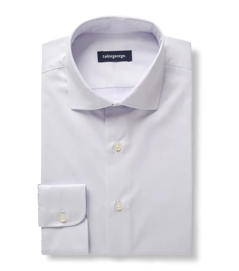 Easy-iron plain white poplin shirt