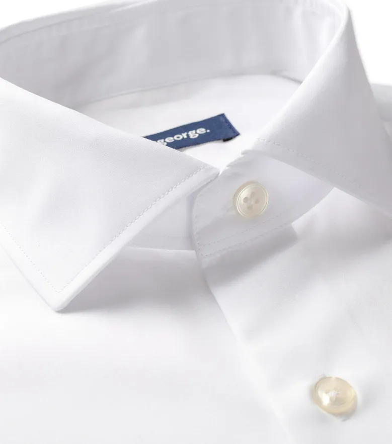 Easy-iron plain white poplin shirt