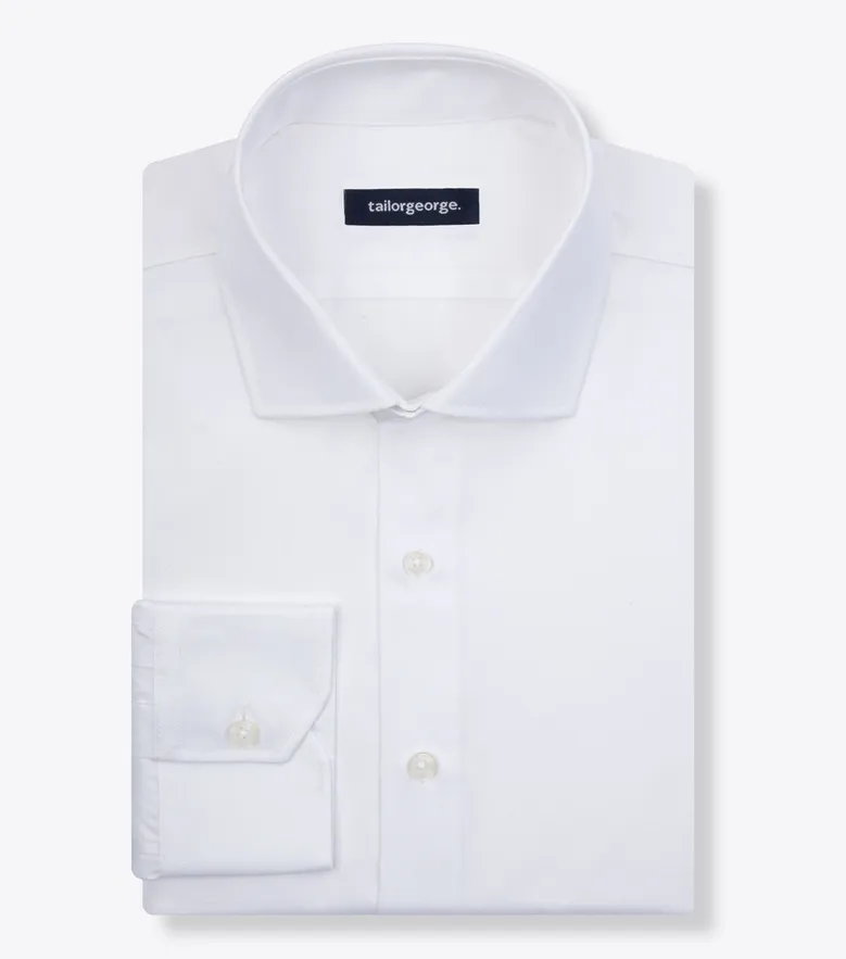 Easy-iron plain white poplin shirt