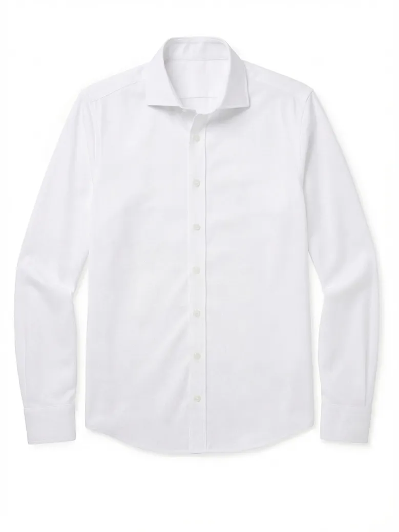Easy-iron plain white poplin shirt