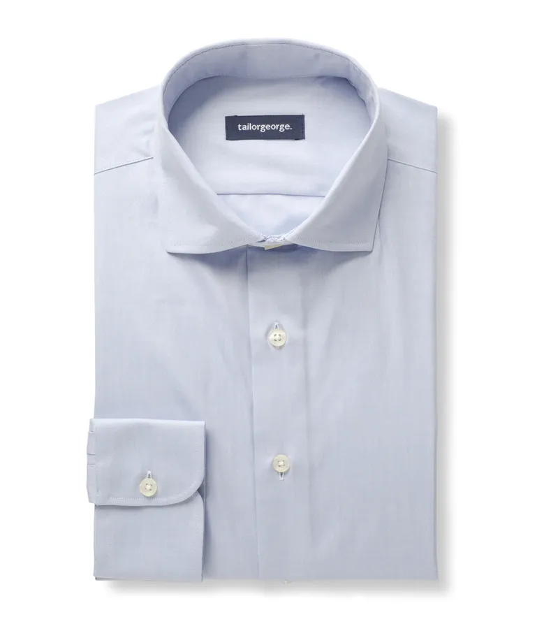 Easy-iron plain white poplin shirt