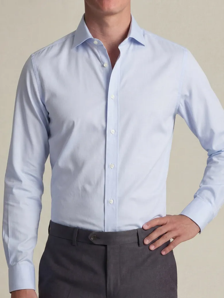 Easy-iron plain white poplin shirt
