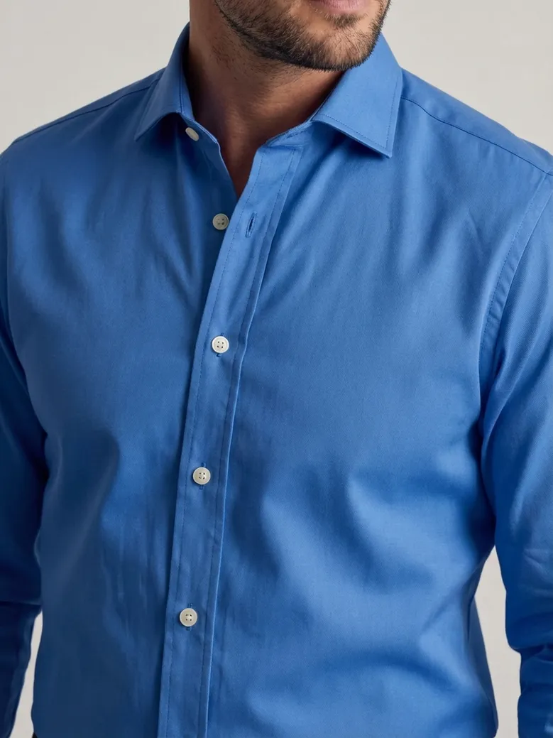 Easy-iron plain white poplin shirt