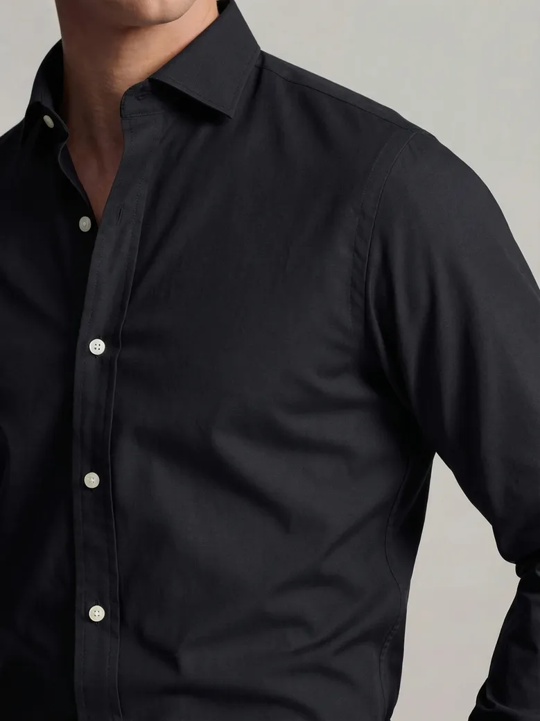 Easy-iron plain white poplin shirt