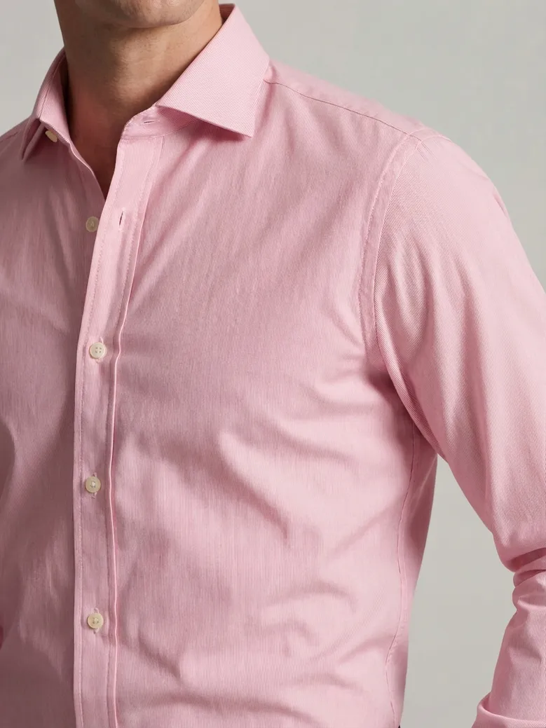 Easy-iron plain white poplin shirt