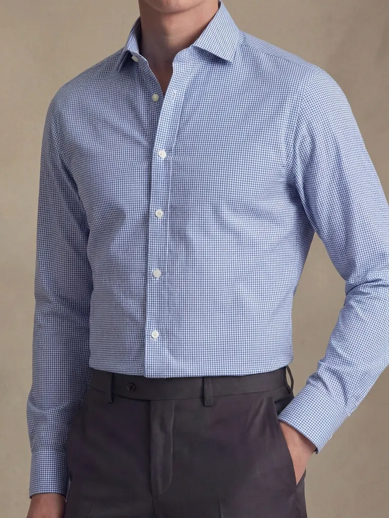 Easy-iron plain white poplin shirt