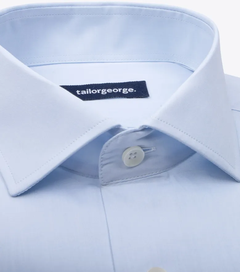 Easy-iron plain white poplin shirt