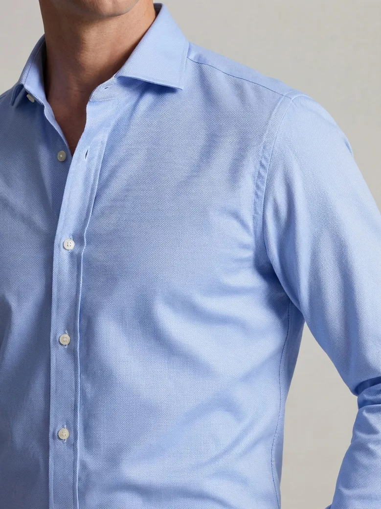 Easy-iron plain white poplin shirt