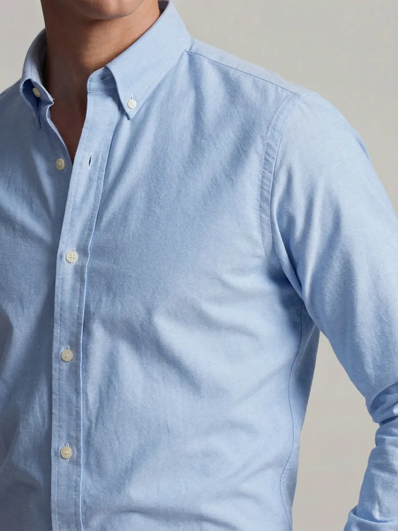 Easy-iron plain white poplin shirt