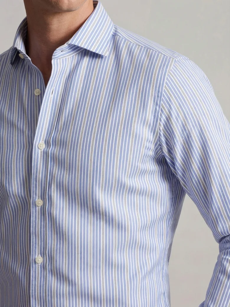 Easy-iron plain white poplin shirt