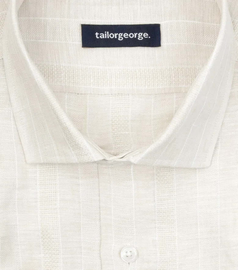 Easy-iron plain white poplin shirt