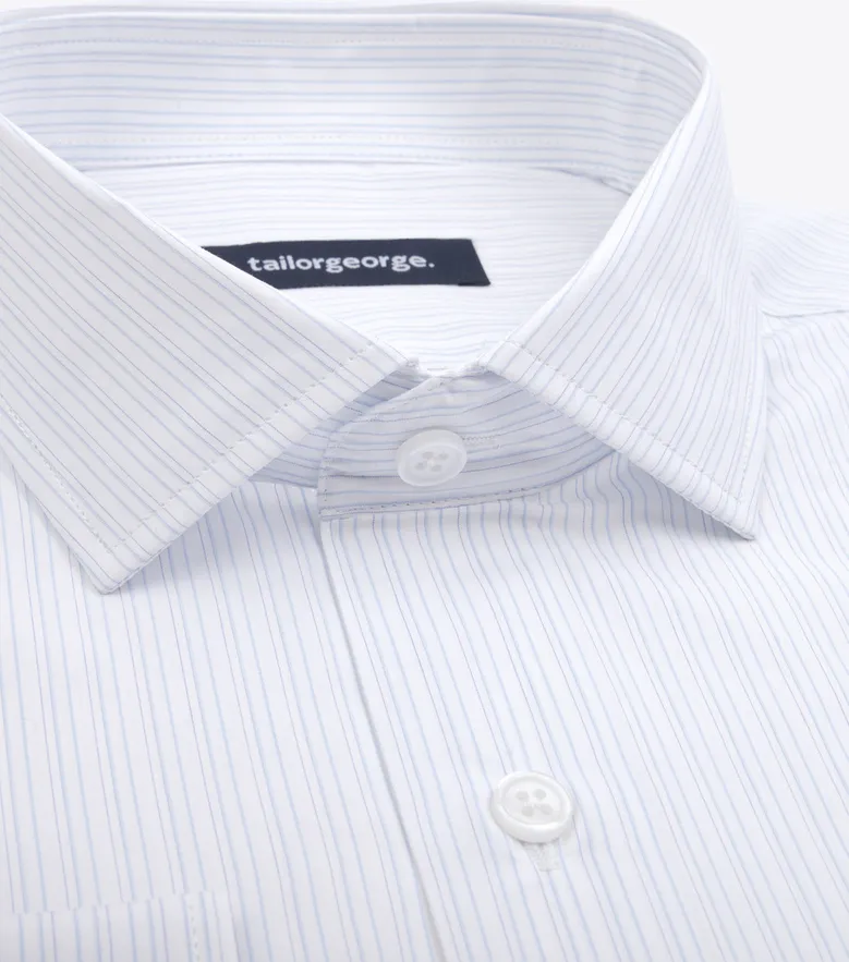 Easy-iron plain white poplin shirt