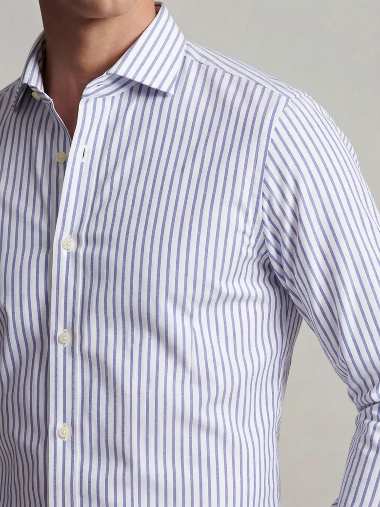 Easy-iron plain white poplin shirt