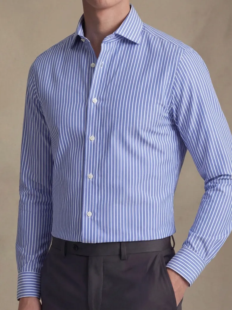 Easy-iron plain white poplin shirt
