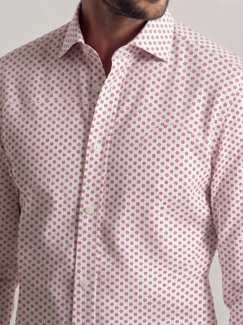 Easy-iron plain white poplin shirt