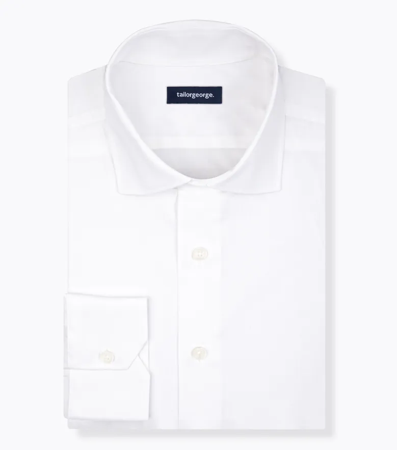 Easy-iron plain white poplin shirt