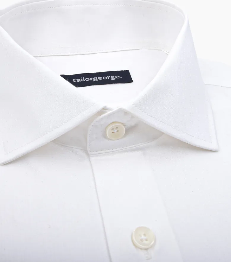 Easy-iron plain white poplin shirt