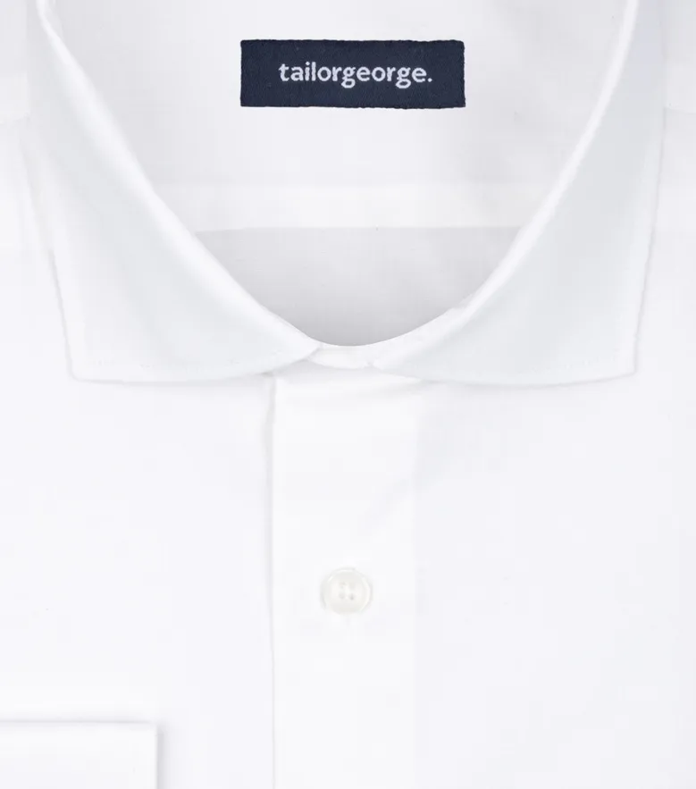 Easy-iron plain white poplin shirt