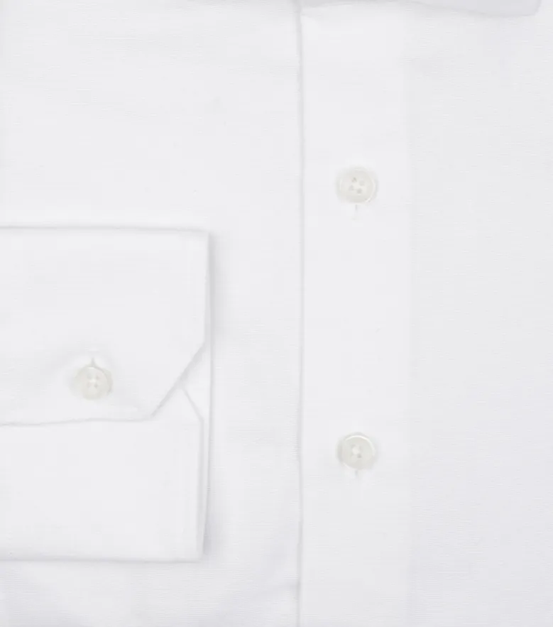 Easy-iron plain white poplin shirt