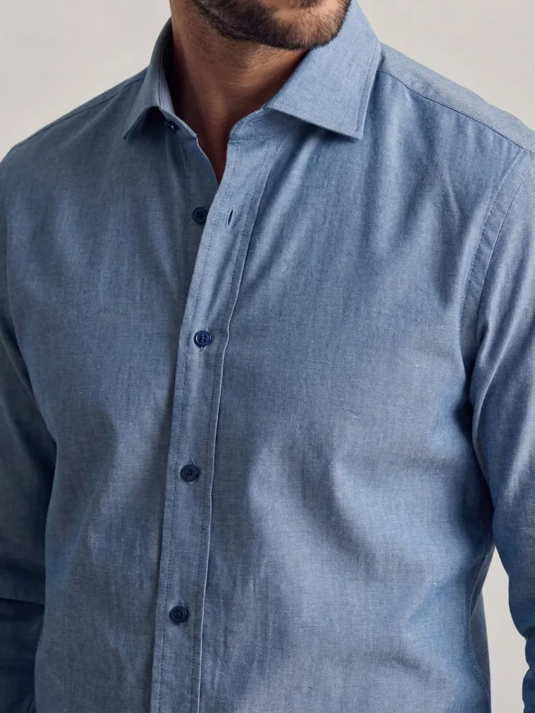 Easy-iron plain white poplin shirt
