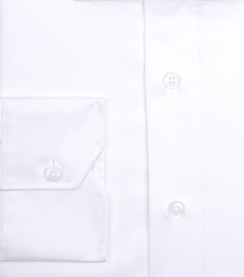 Easy-iron plain white poplin shirt