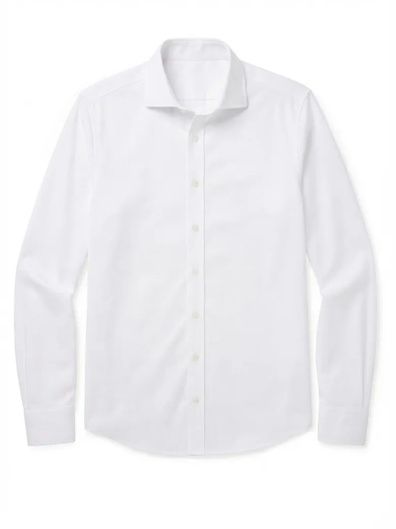 Easy-iron plain white poplin shirt