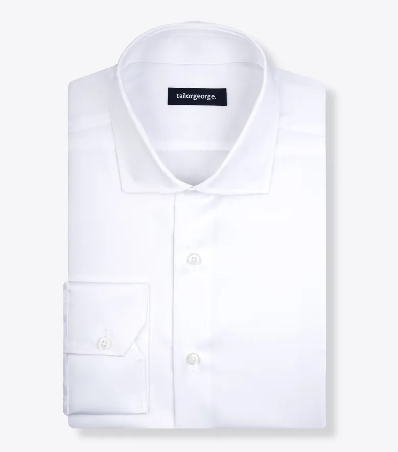 Easy-iron plain white poplin shirt