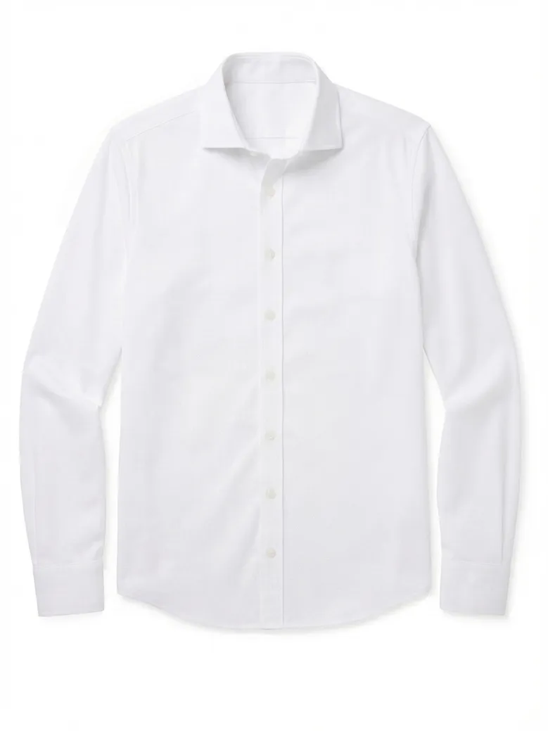 Easy-iron plain white poplin shirt