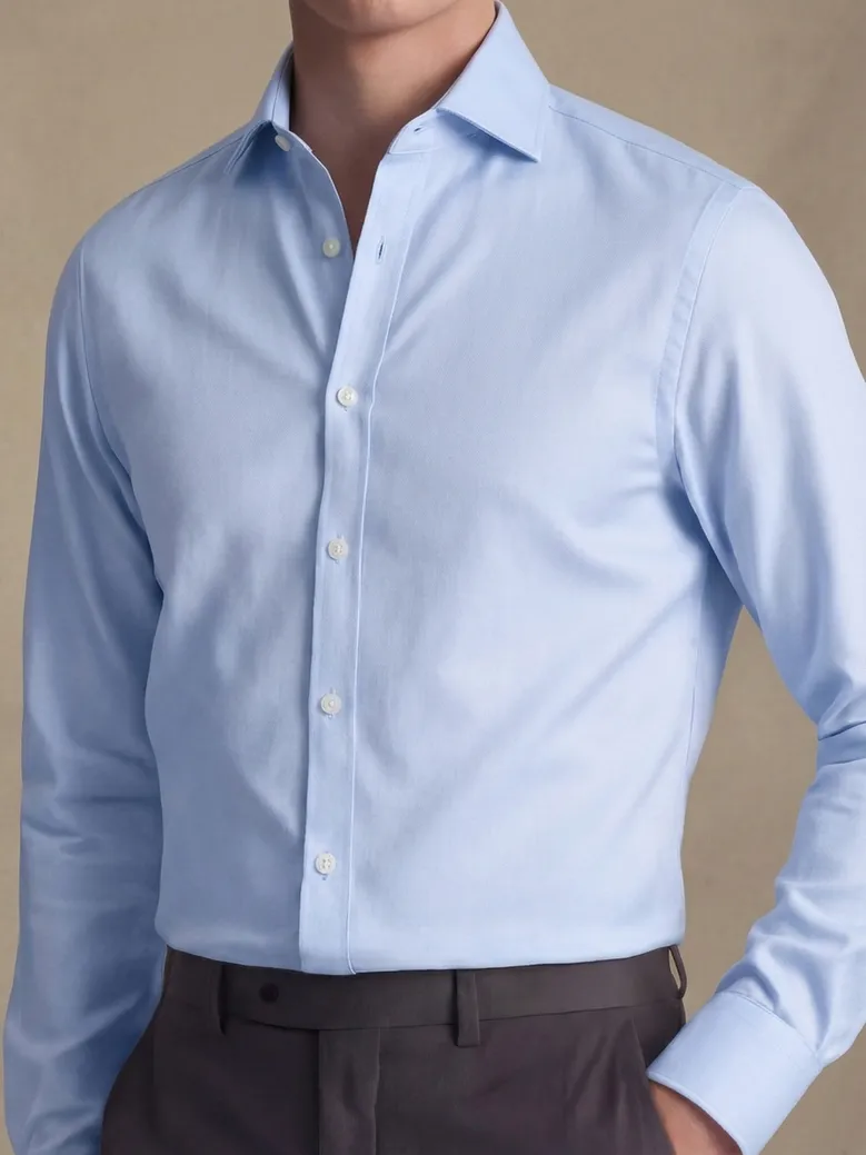 Easy-iron plain white poplin shirt