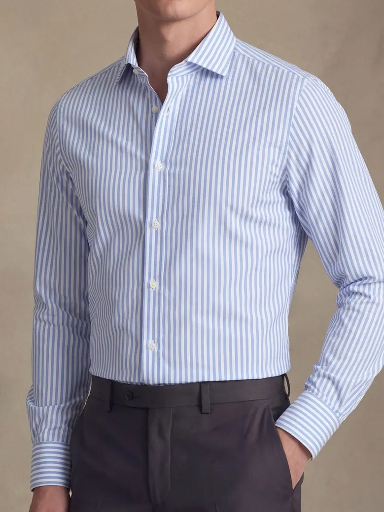 Easy-iron plain white poplin shirt