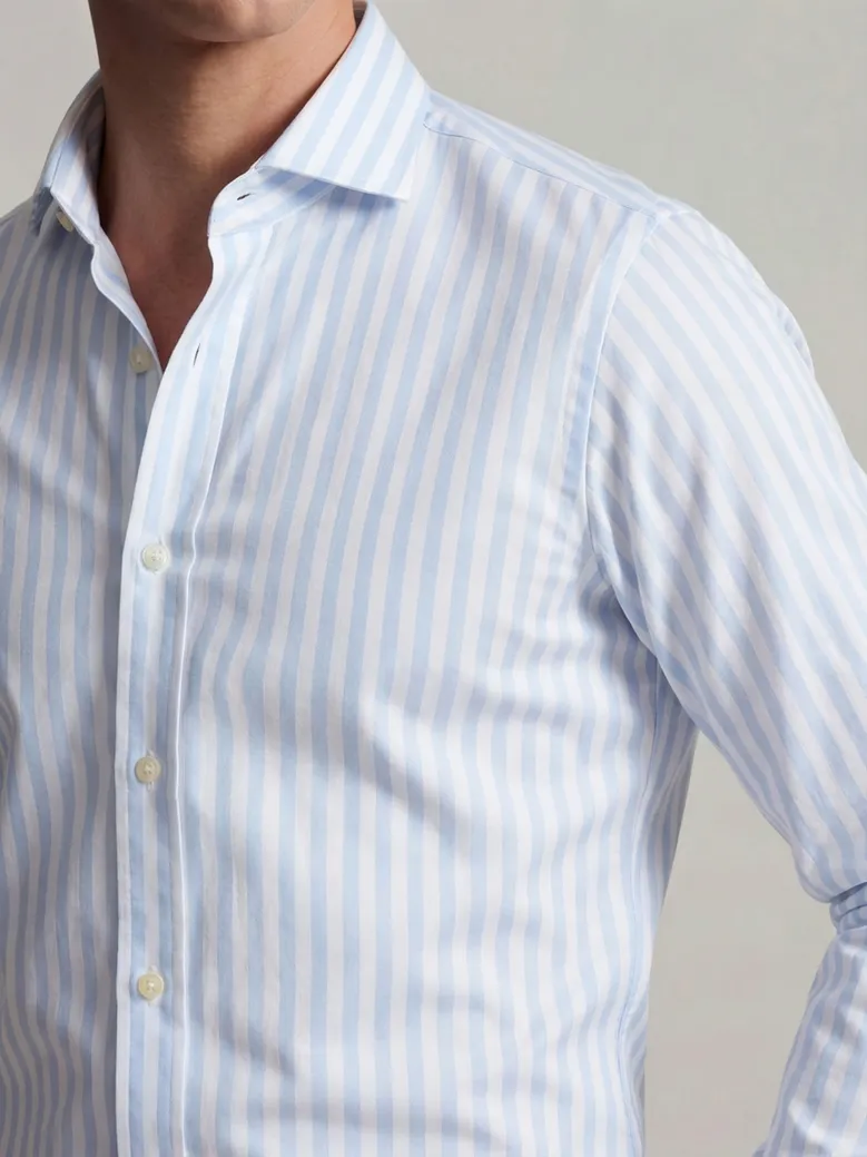 Easy-iron plain white poplin shirt