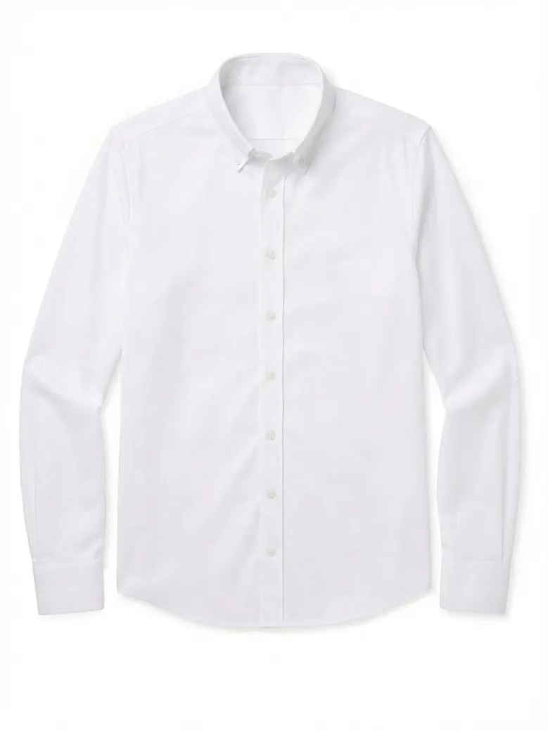 Easy-iron plain white poplin shirt