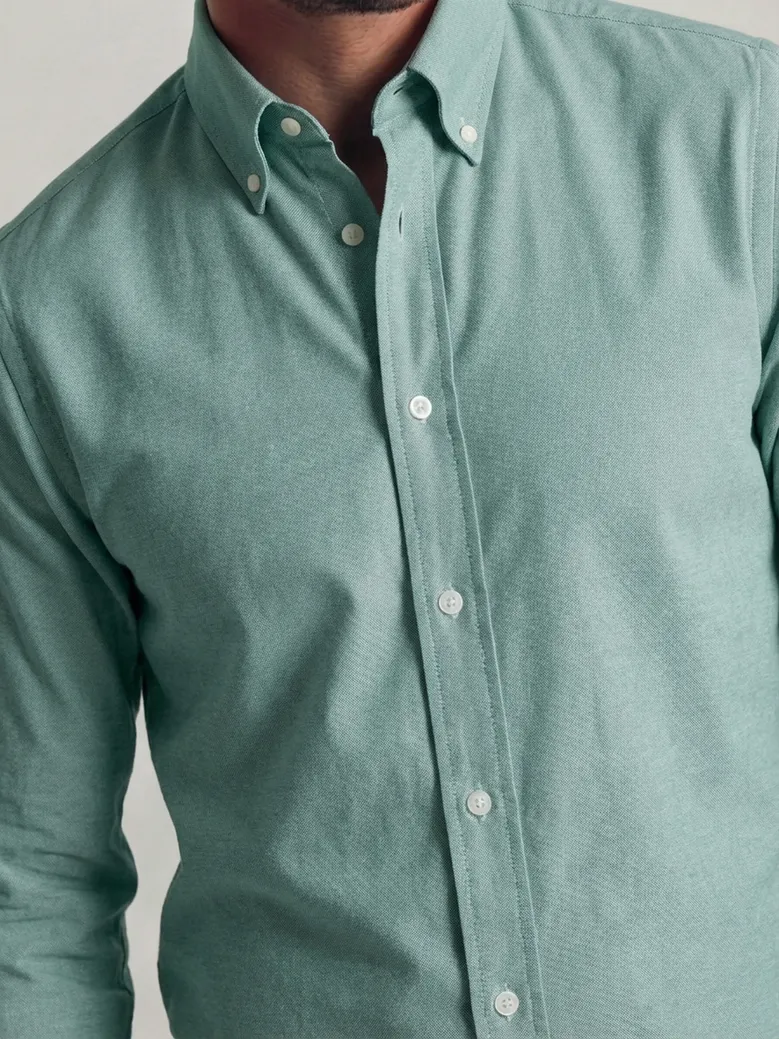 Easy-iron plain white poplin shirt