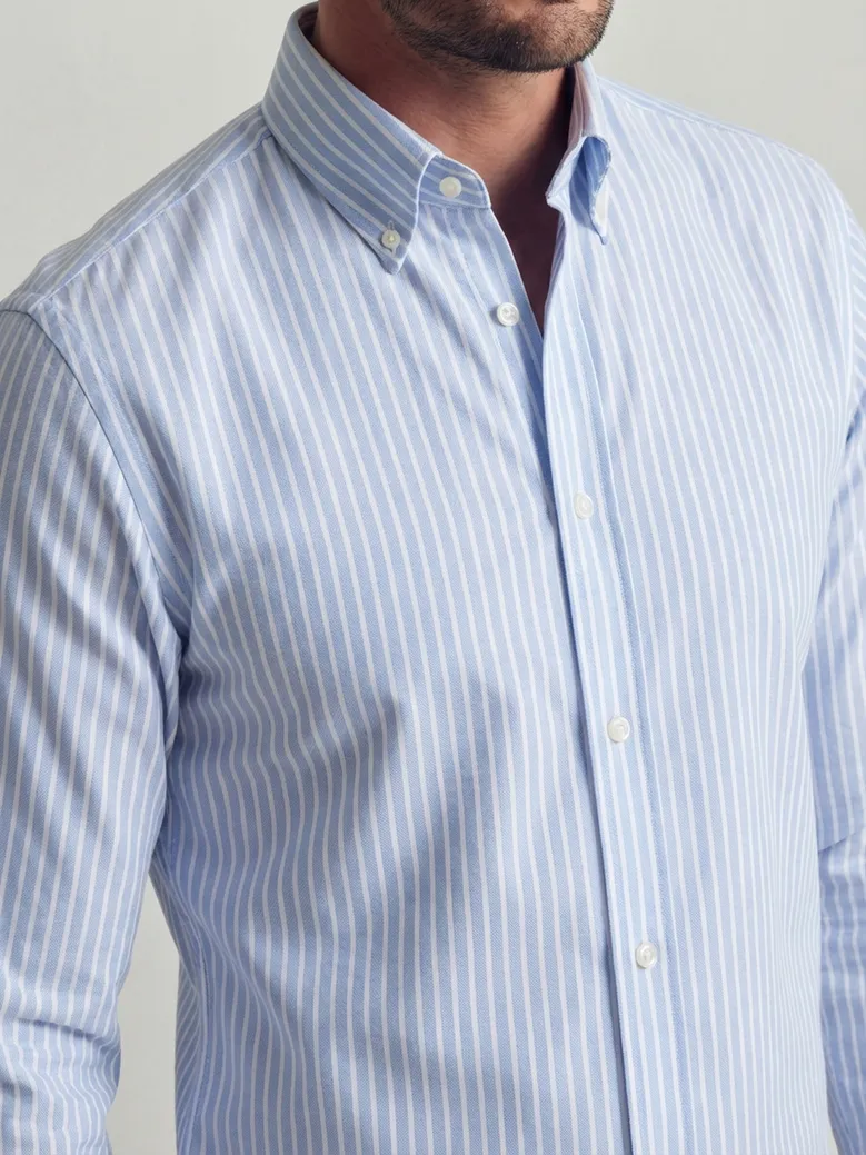 Easy-iron plain white poplin shirt