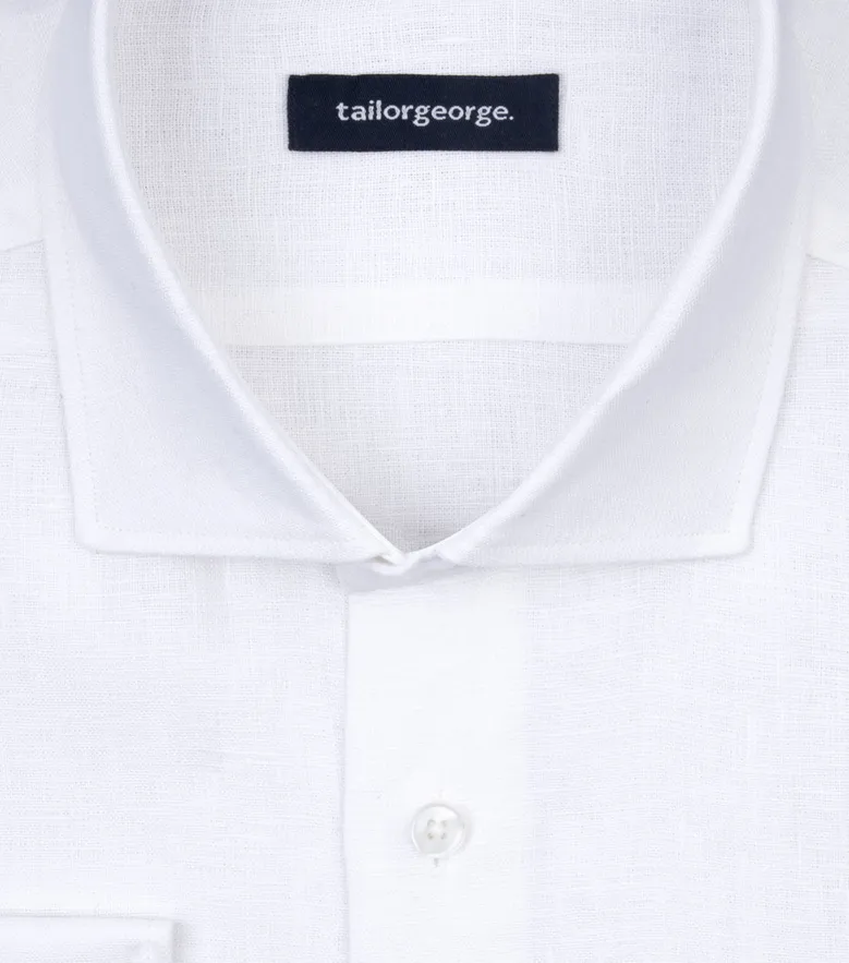 Easy-iron plain white poplin shirt