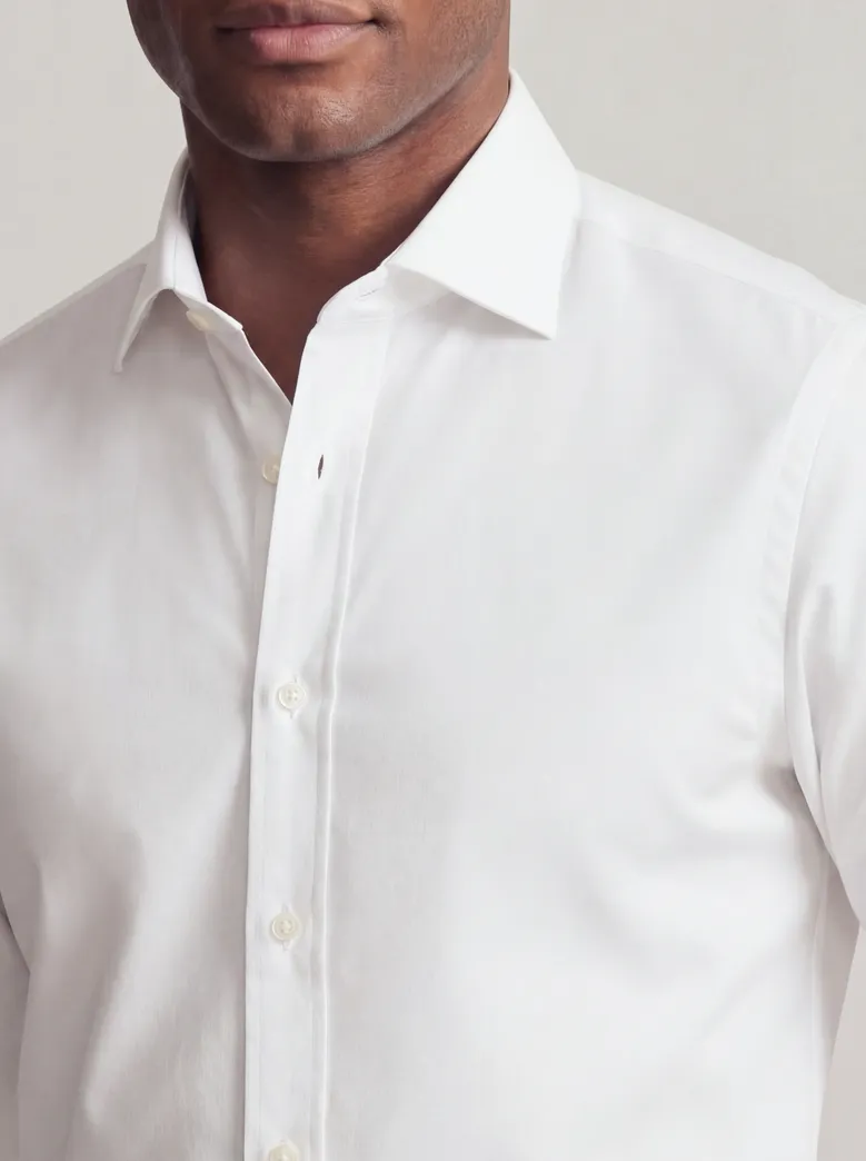 Easy-iron plain white poplin shirt
