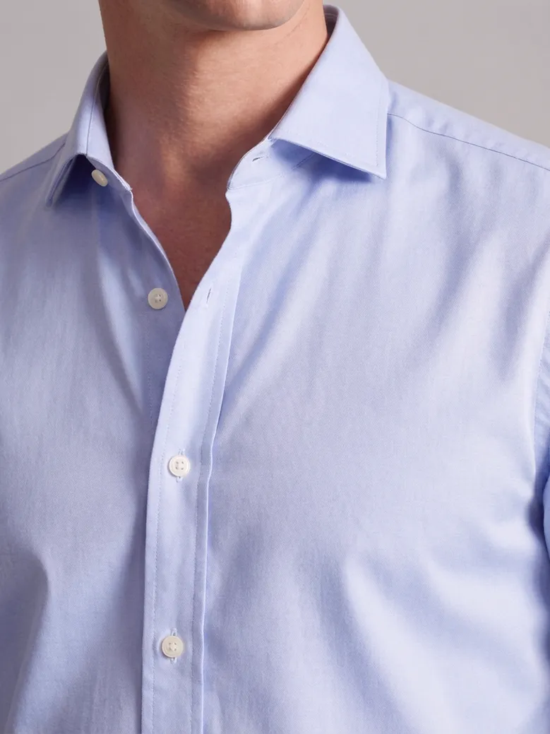 Easy-iron plain white poplin shirt