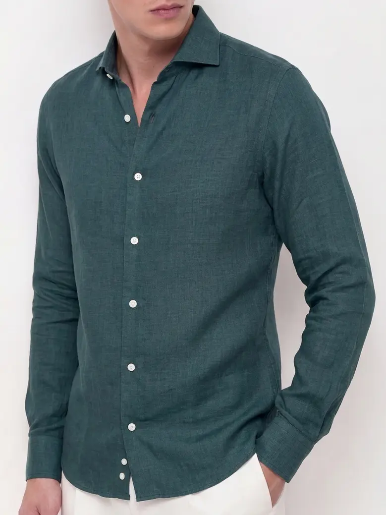 Easy-iron plain white poplin shirt