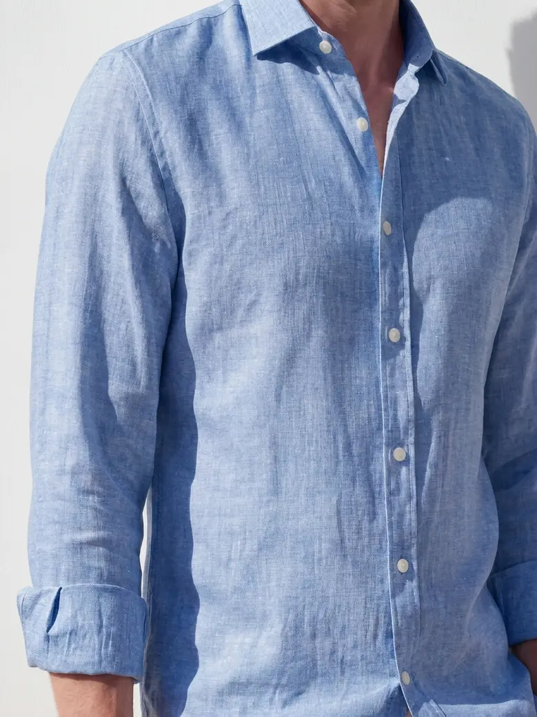 Easy-iron plain white poplin shirt