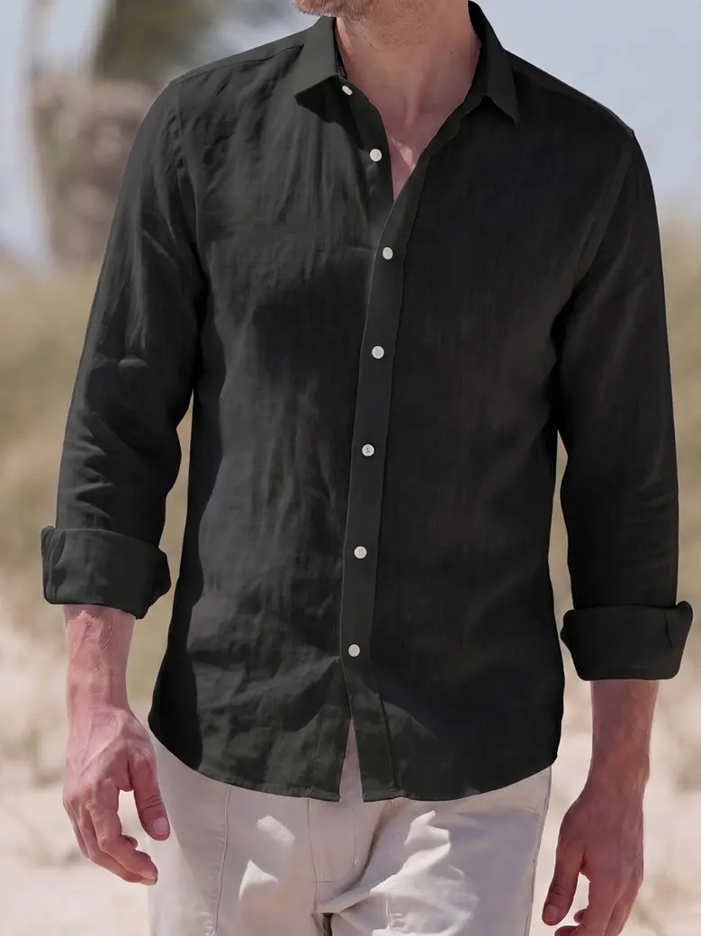 Easy-iron plain white poplin shirt