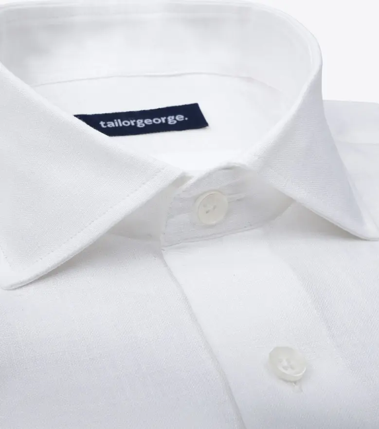 Easy-iron plain white poplin shirt