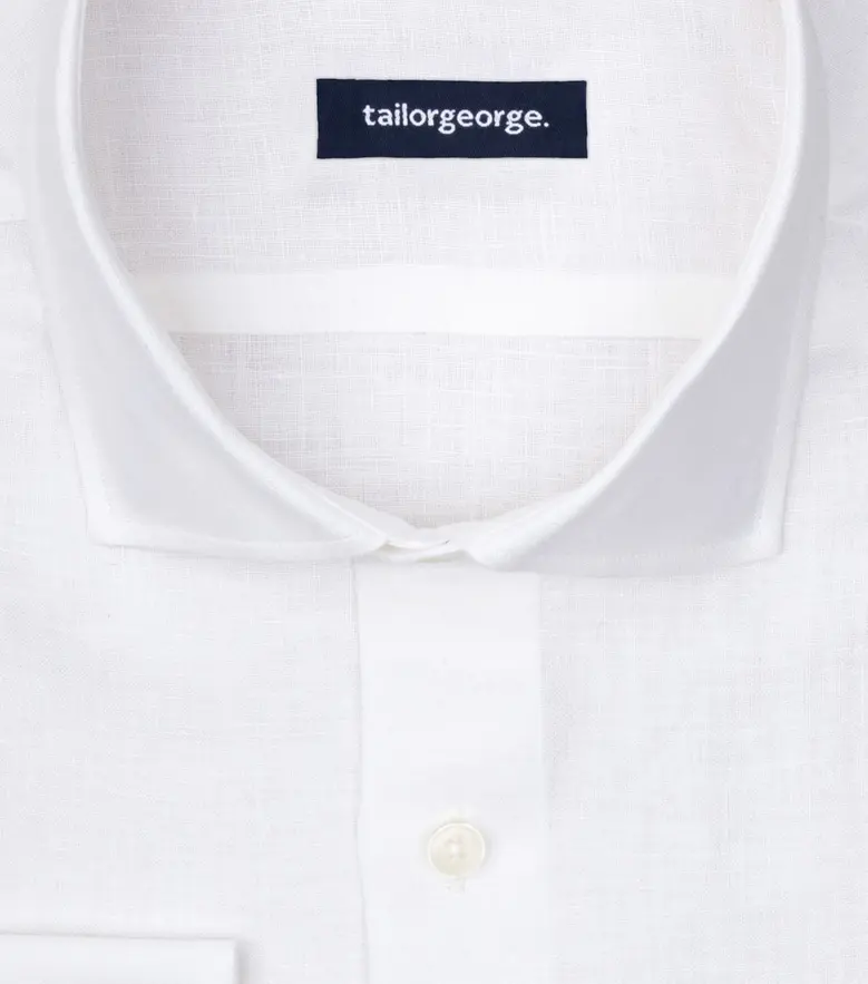 Easy-iron plain white poplin shirt