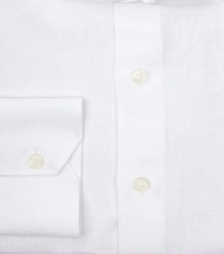 Easy-iron plain white poplin shirt