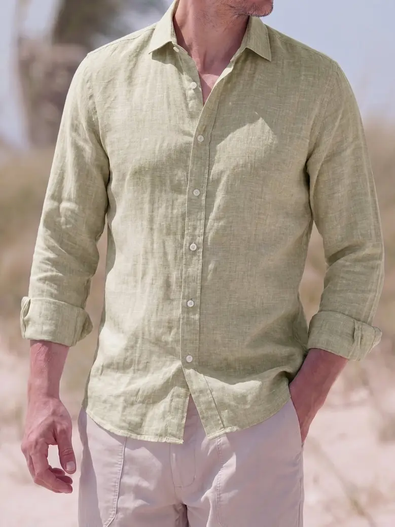 Easy-iron plain white poplin shirt