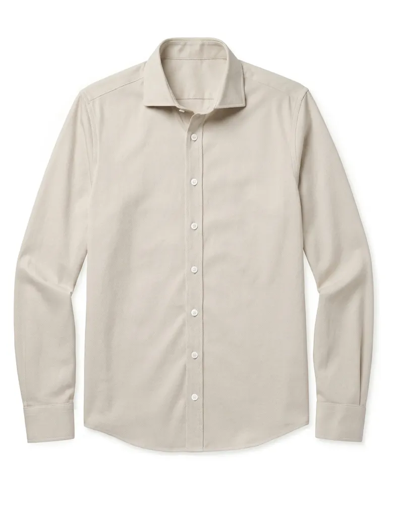 Easy-iron plain white poplin shirt