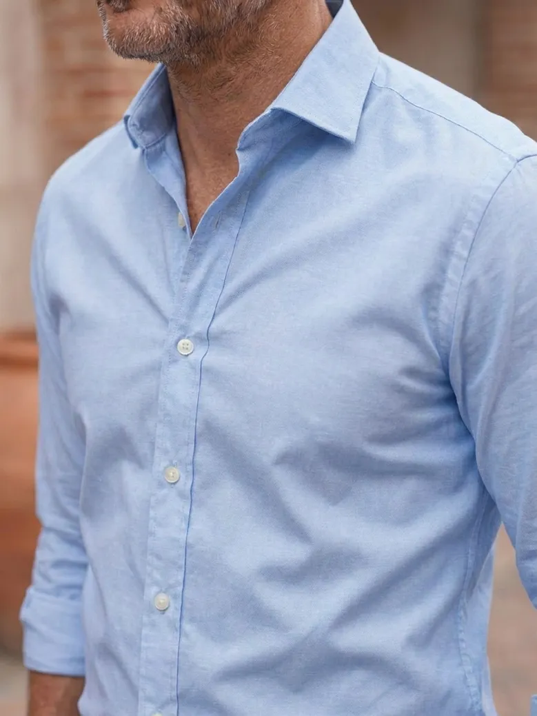 Easy-iron plain white poplin shirt